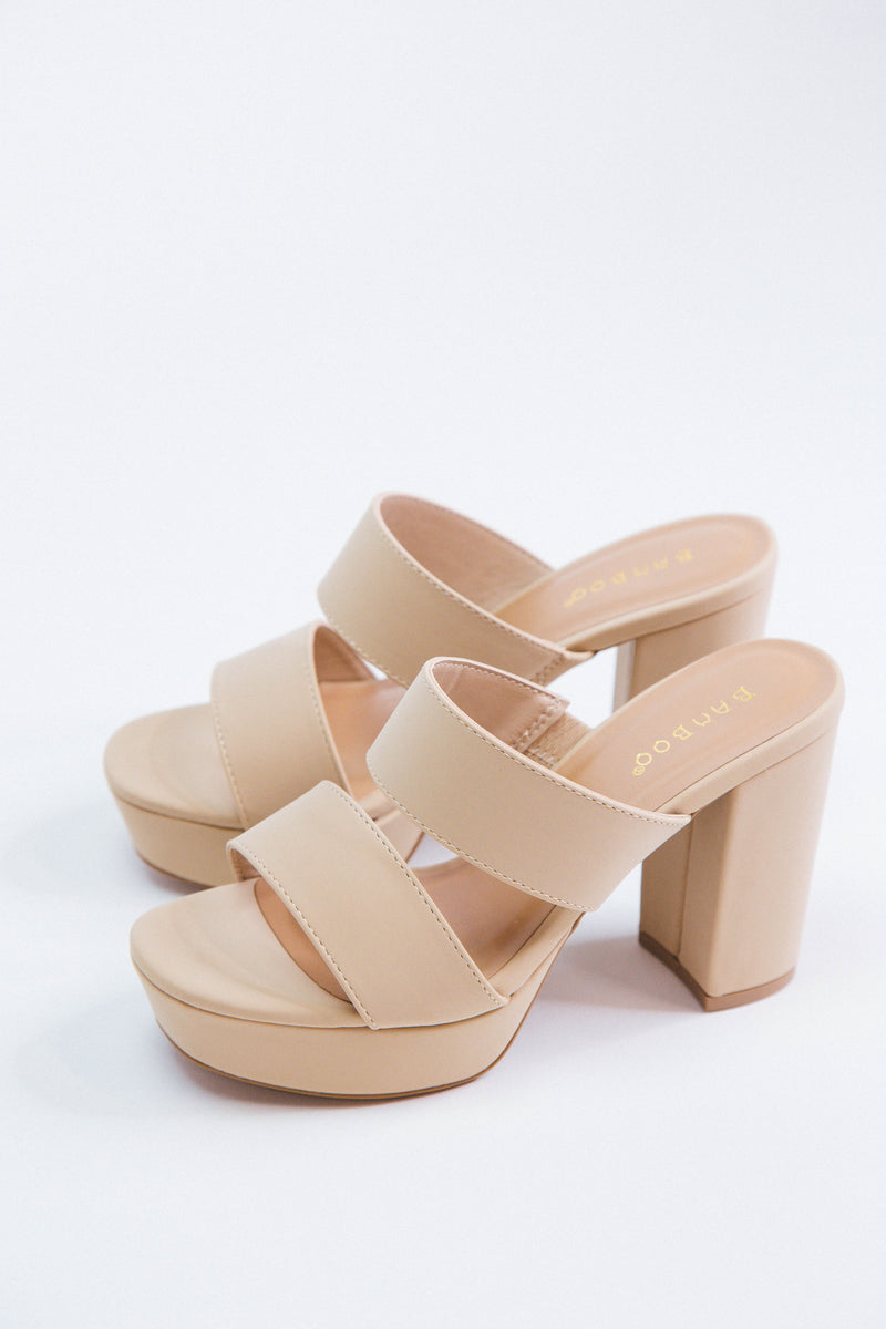 Script Platform Heel, Nude Nubuck