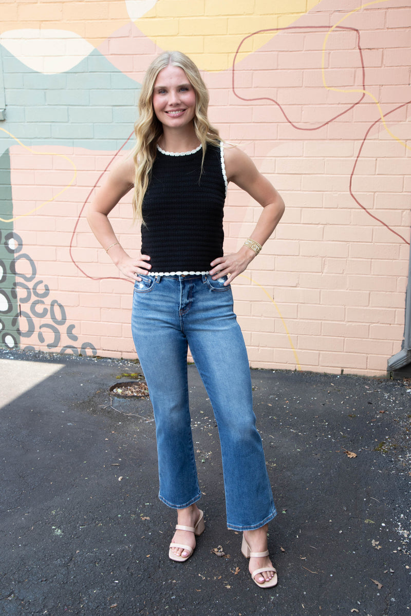 Averie High Rise Ankle Straight Jeans, Dark