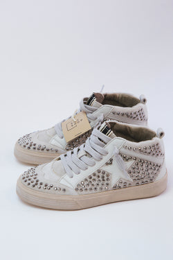 Severine Studded High Top Sneaker, Silver | SHUSHOP