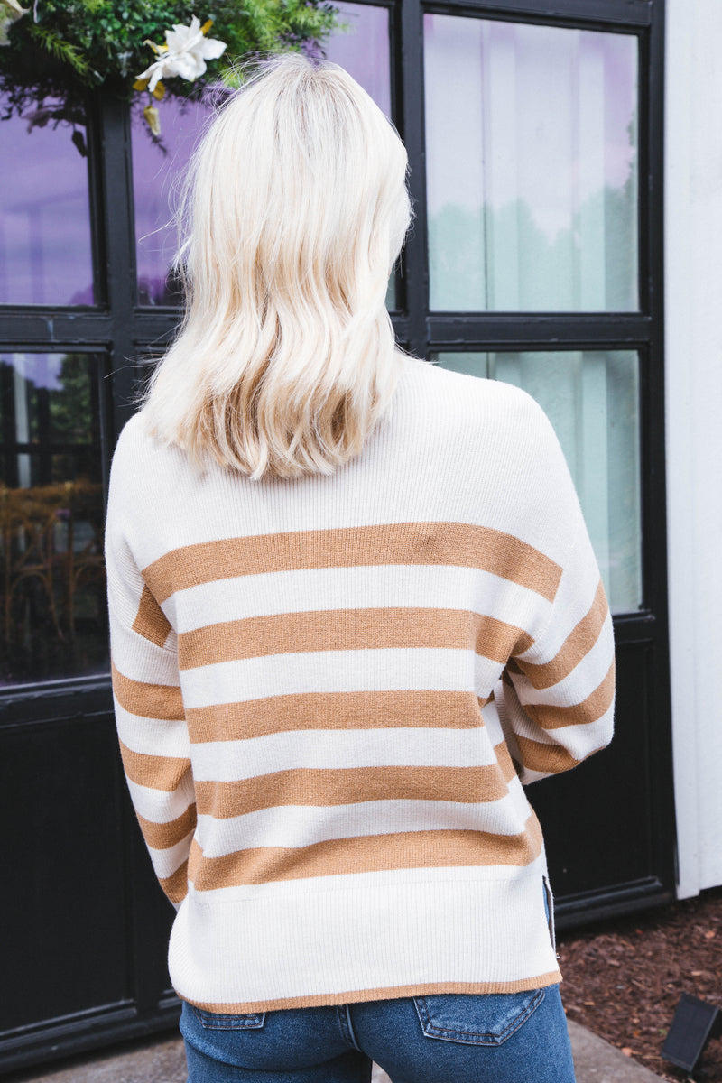 Magda Striped Sweater, Camel | RD Style