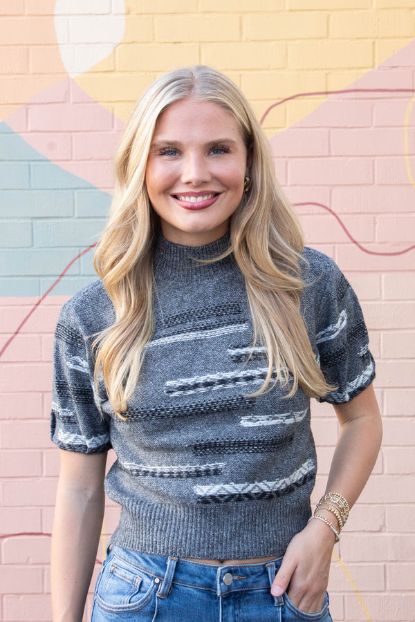 Ketra Stripe Detailed Sweater, Black Multi | Steve Madden