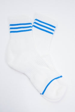 Myles Striped Ankle Socks, White