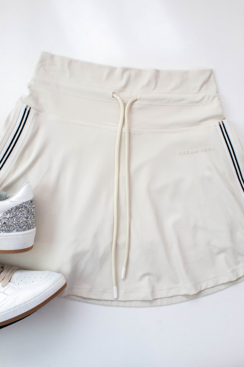 June Side Stripe Skort, Cream | Cream Yoga