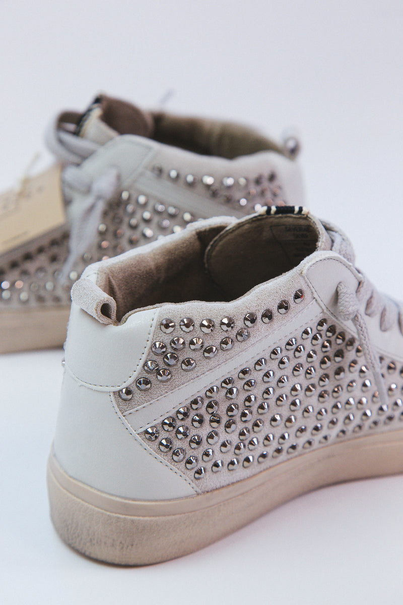 Severine Studded High Top Sneaker, Silver | SHUSHOP