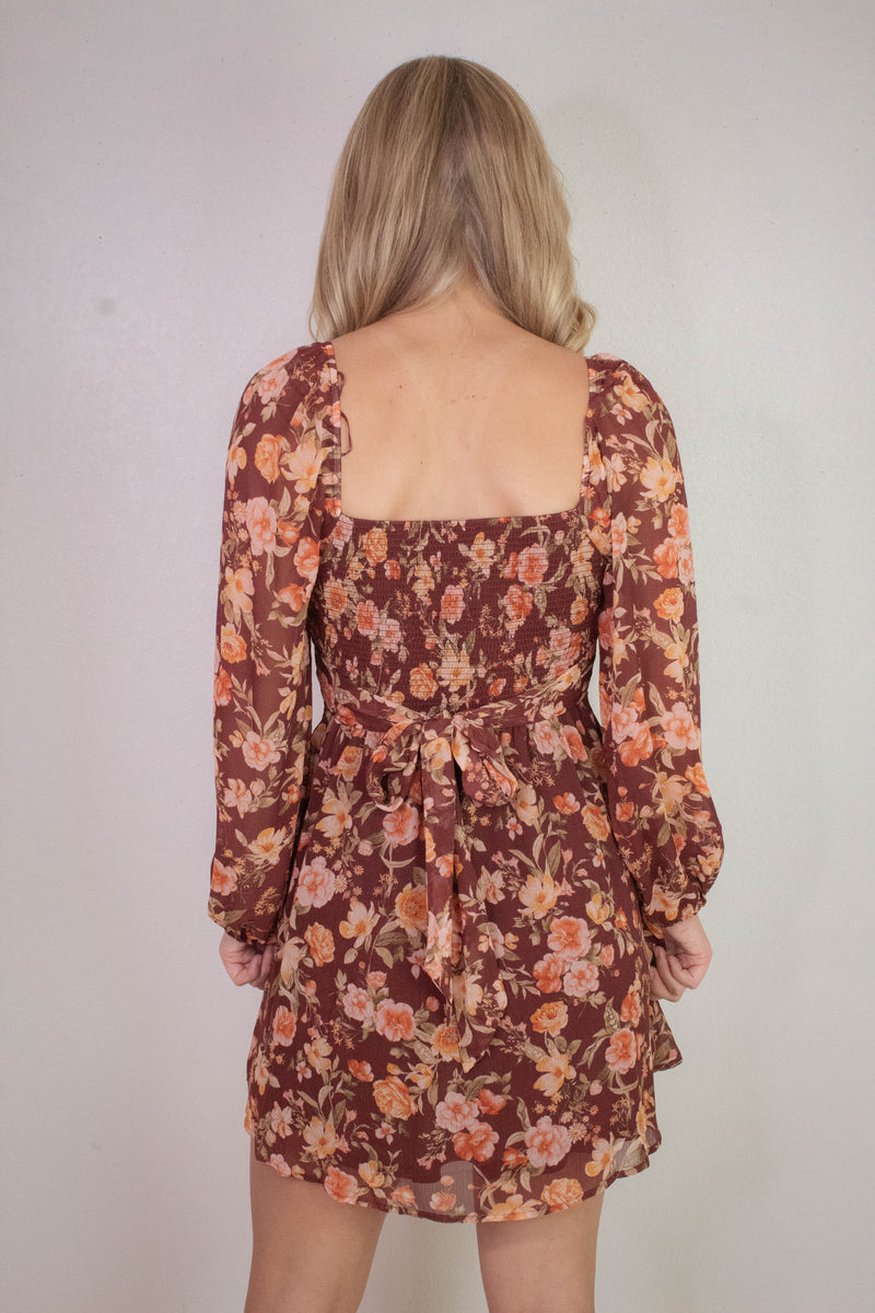 Ivy Sweetheart Neck Mini Dress, Burgundy Multi