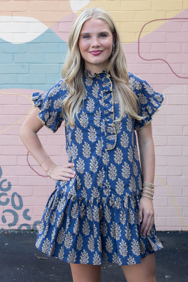 Blake Printed Mini Dress, Midnight
