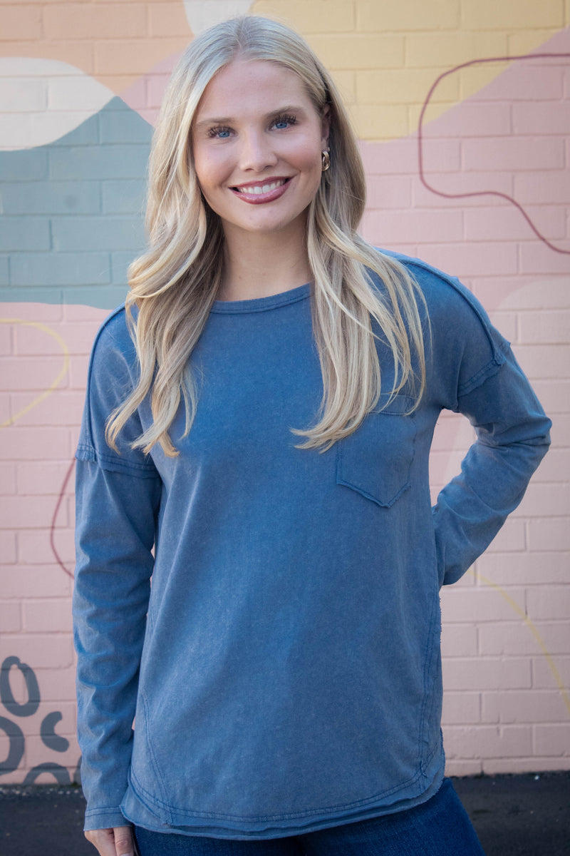 Rosalind Mineral Wash Top, Denim