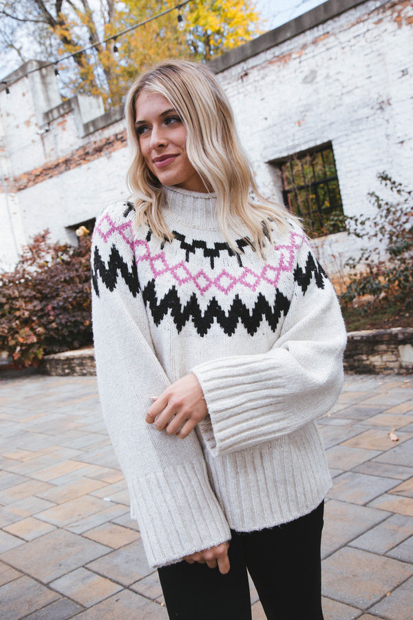 Tis the Season Fairisle Sweater, Marshmallow Multi | Sanctuary