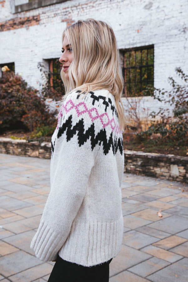 Tis the Season Fairisle Sweater, Marshmallow Multi | Sanctuary