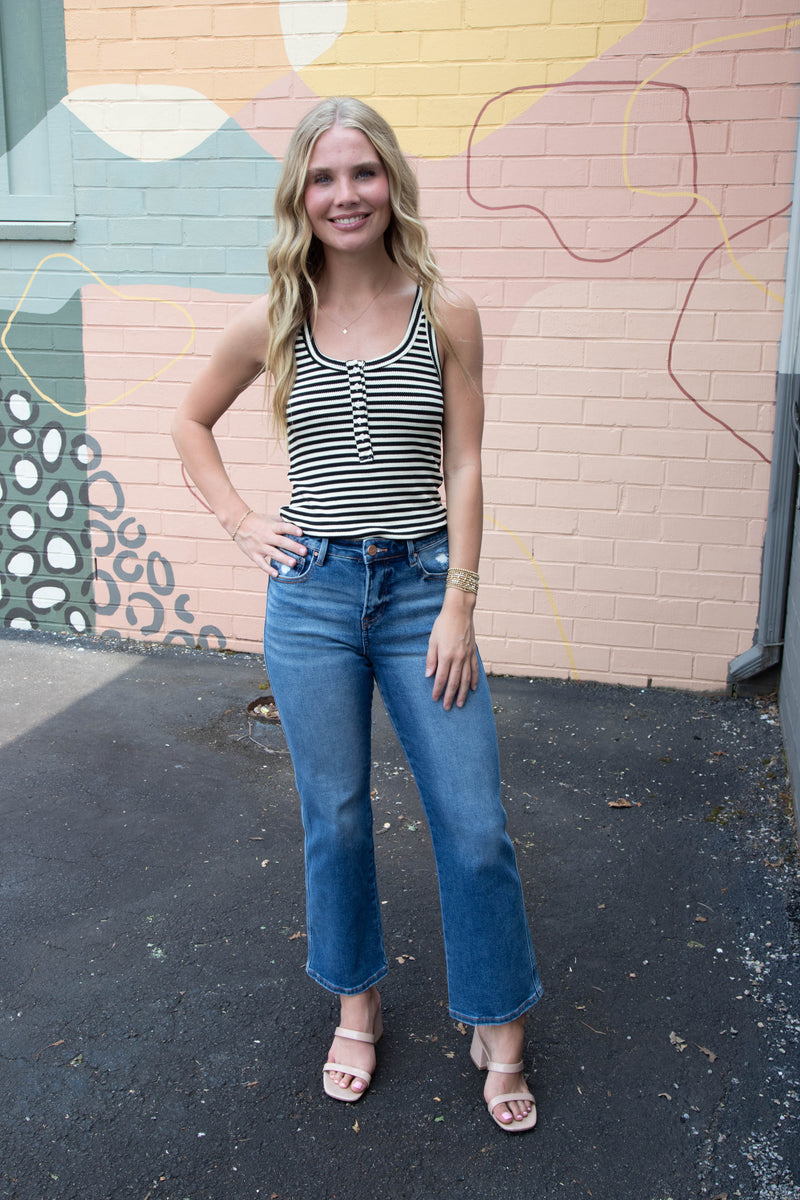 Averie High Rise Ankle Straight Jeans, Dark