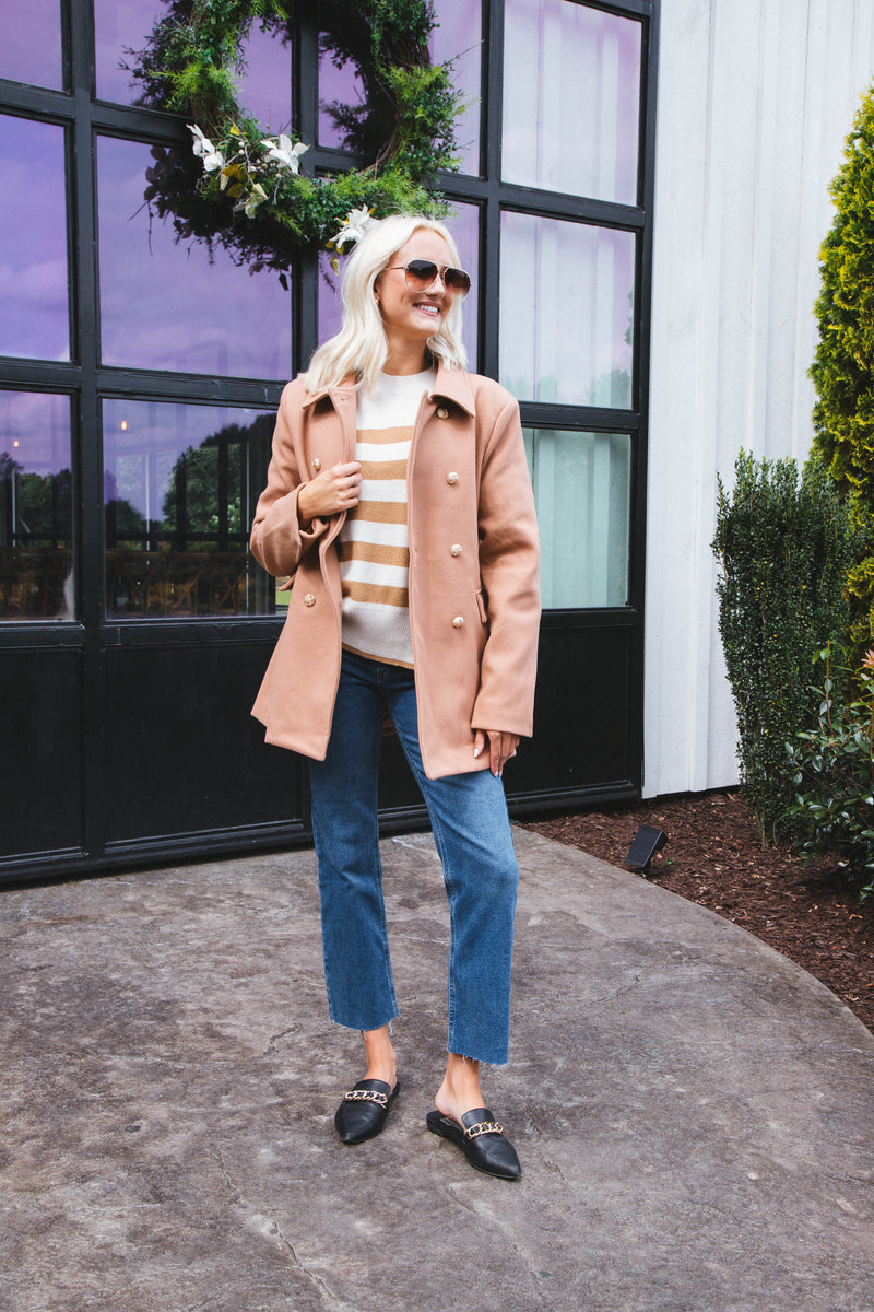 Magda Striped Sweater, Camel | RD Style