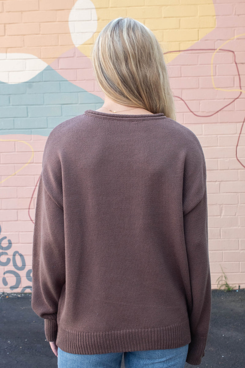 Josie Oversized Roll Neck Sweater, Chestnut