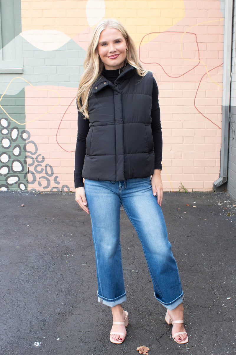 Eleanor Turtle Neck Top, Black