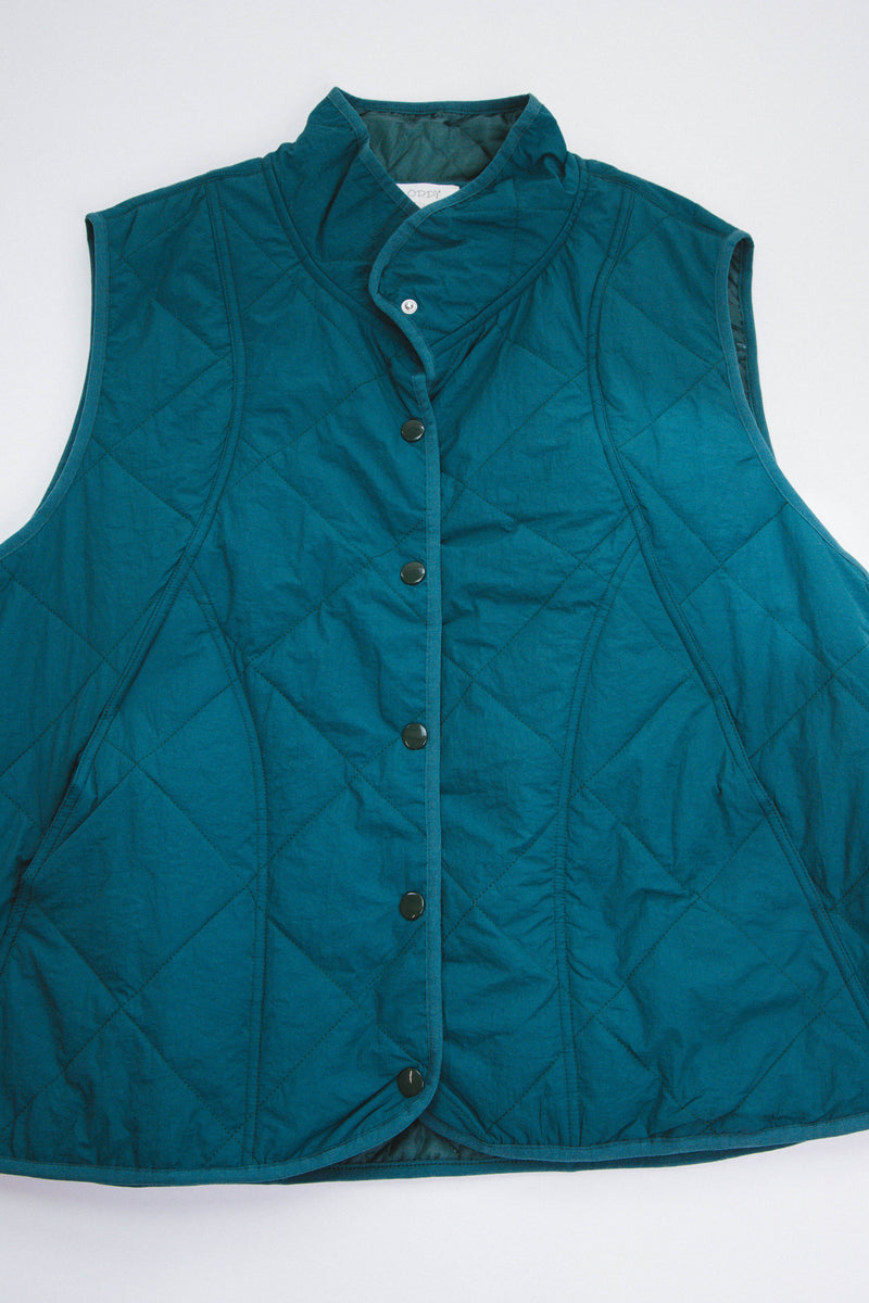 Queen Bee Quilted Vest, Teal Green | Plus Size