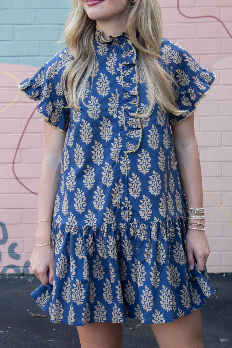 Blake Printed Mini Dress, Midnight