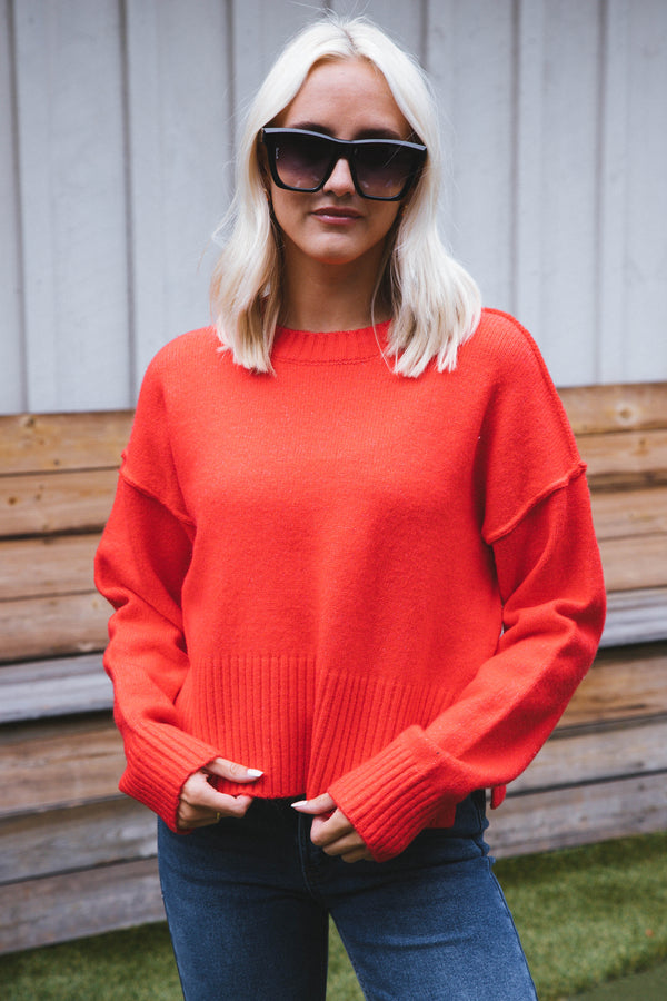 It Girl Crewneck Sweater, Red