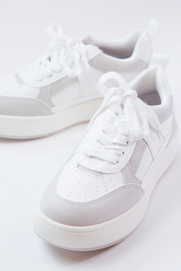Dice Platform Sneakers, White/Off White