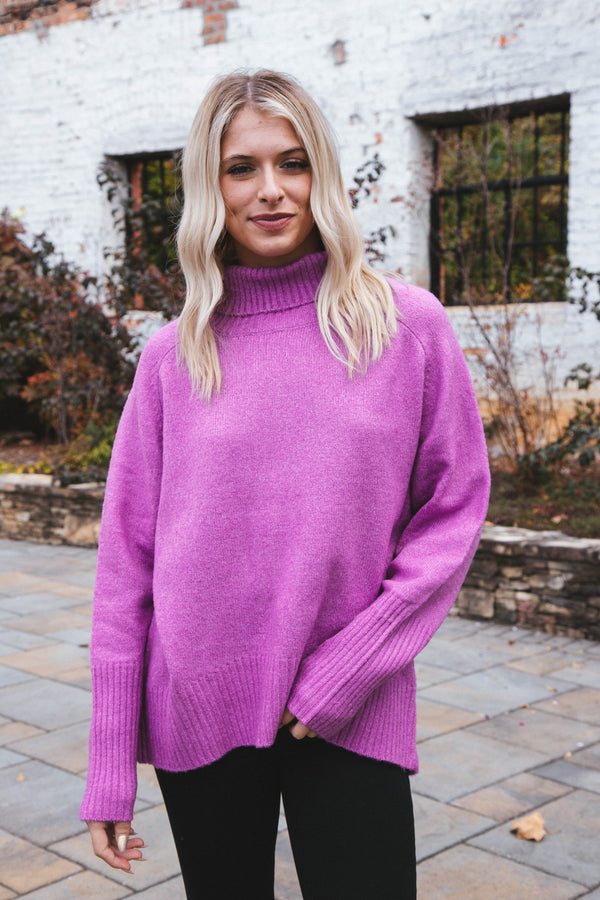 Helena Turtleneck Sweater, Vintage Plum