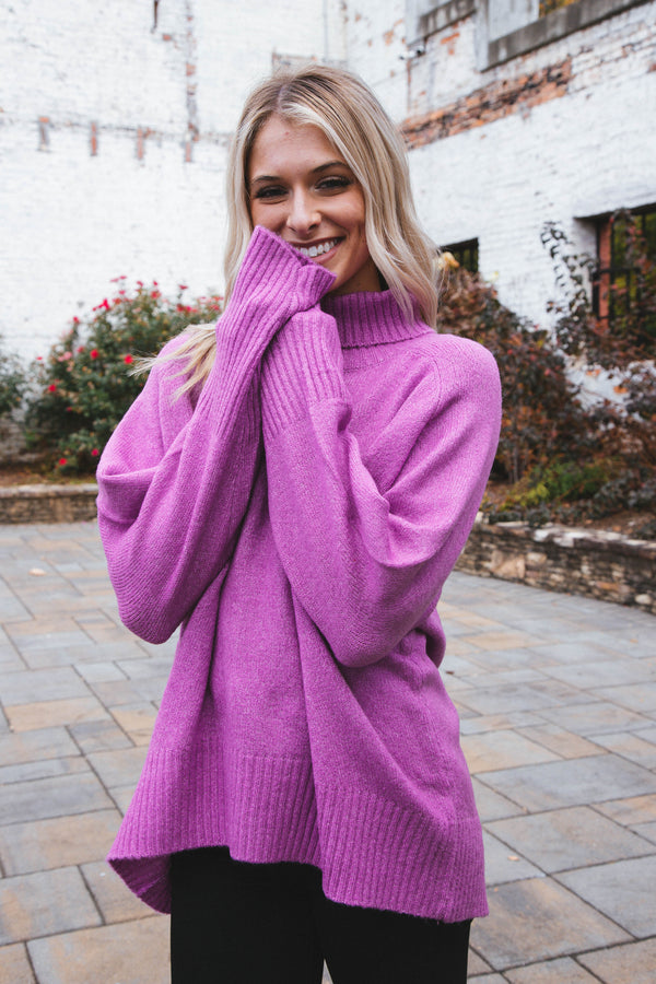 Helena Turtleneck Sweater, Vintage Plum