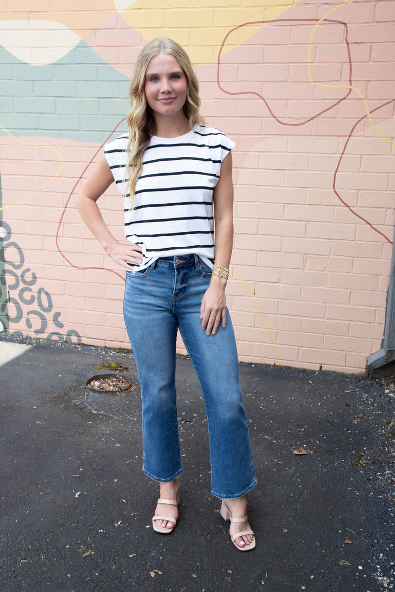 Averie High Rise Ankle Straight Jeans, Dark