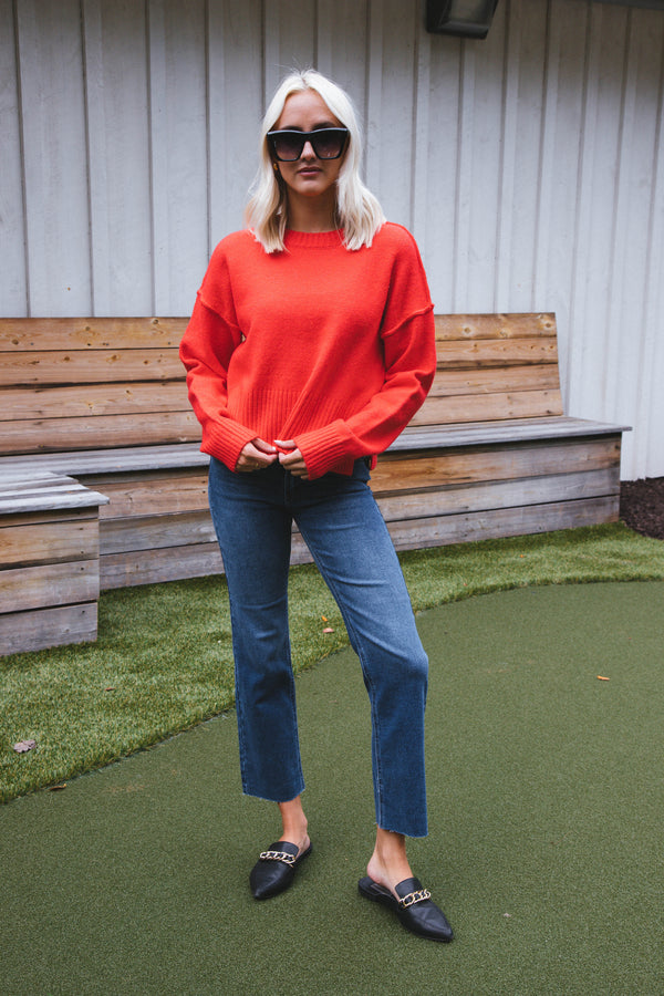 It Girl Crewneck Sweater, Red