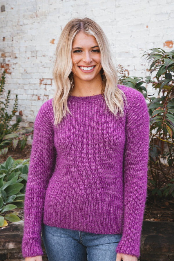 Jolene Crew Neck Sweater, Silver Violet | RD Style