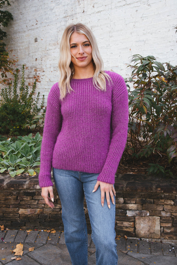 Jolene Crew Neck Sweater, Silver Violet | RD Style