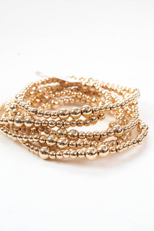 Adley Beaded Stretch Bracelets, Gold