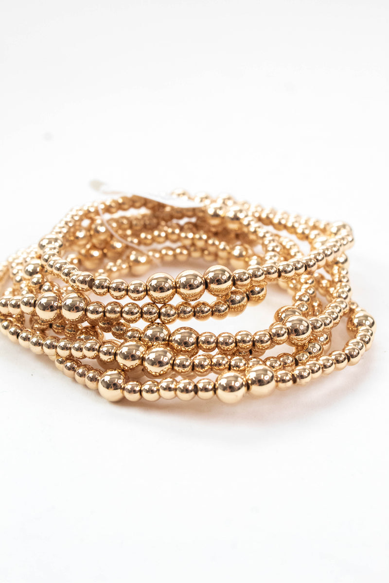 Adley Beaded Stretch Bracelets, Gold
