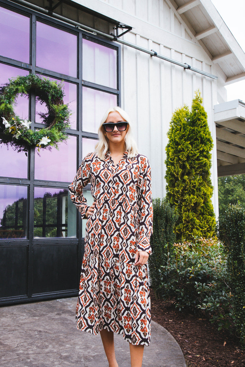 Saguaro Printed Maxi Dress, Rust