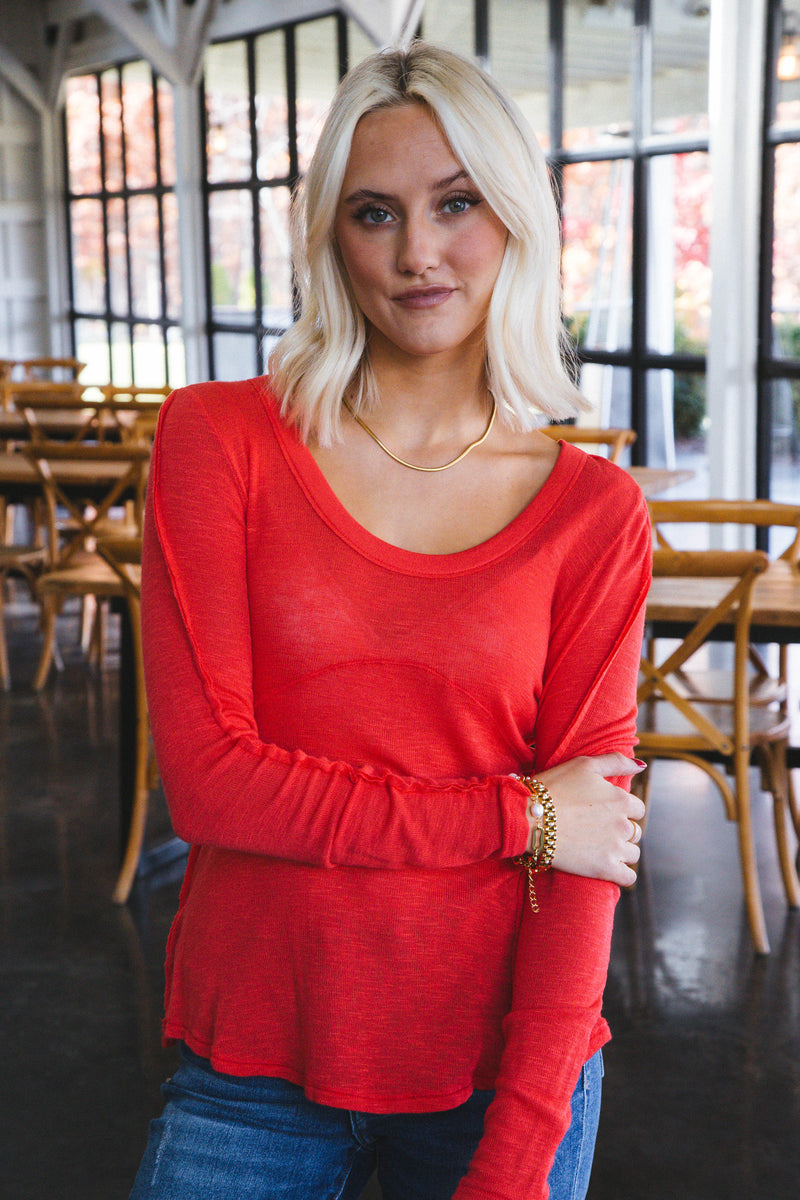 Cabin Fever Layering Top, Red Pop | Free People