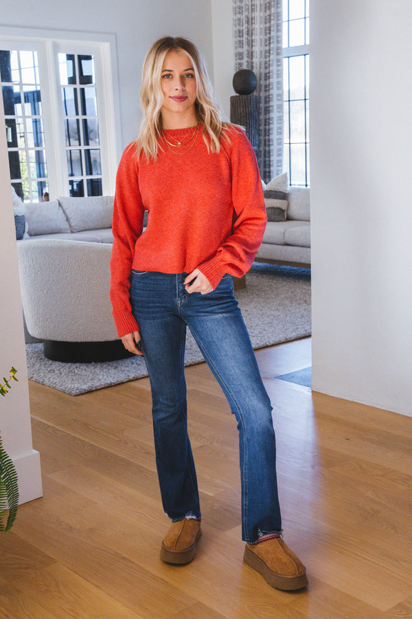 Brianna Raglan Sleeve Sweater, Red