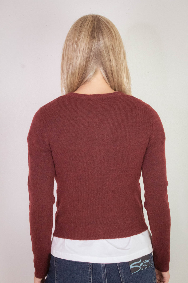 Nia Button Down Cardigan, Burgundy