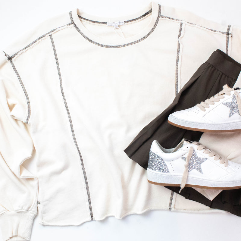 Fan Club Contrast Stitch Sweatshirt, Crystal | Z Supply