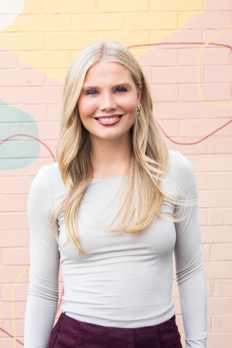 Della Layered Round Neck Top, Fog