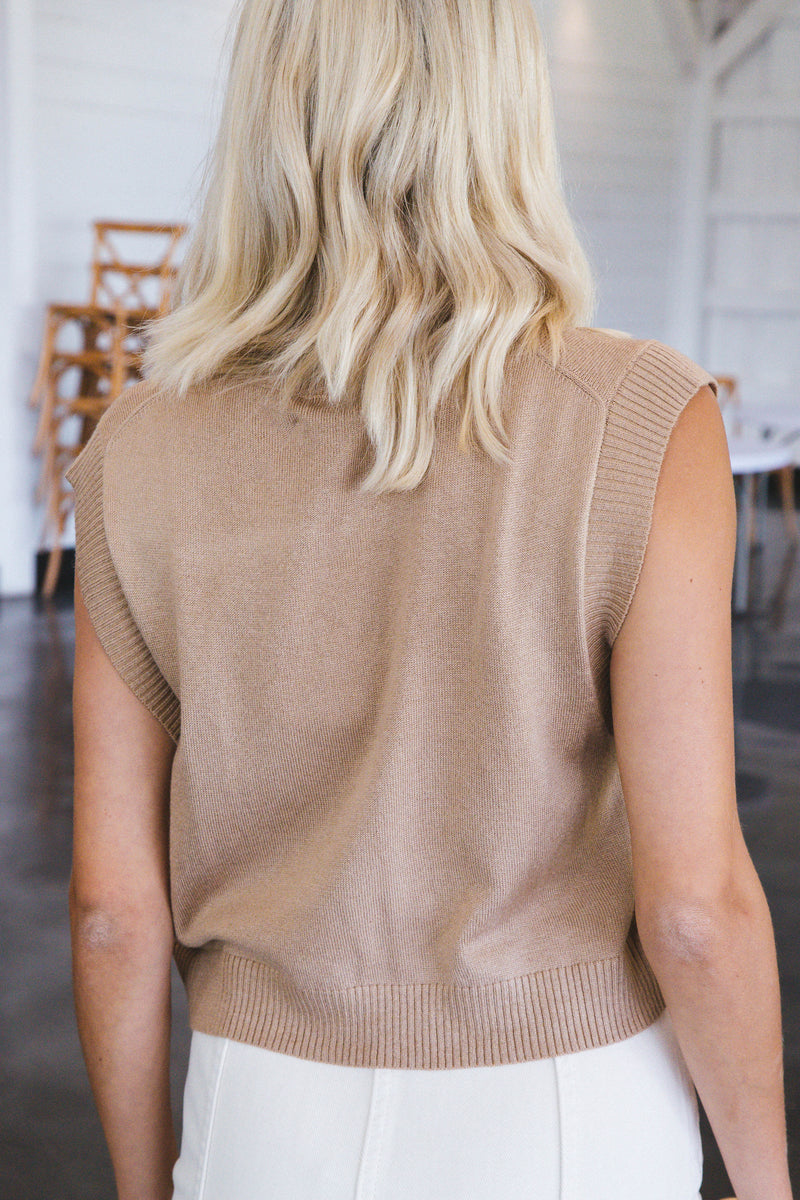 Mattie Lightweight Round Neck Sweater, Taupe