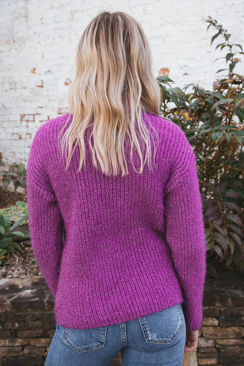 Jolene Crew Neck Sweater, Silver Violet | RD Style