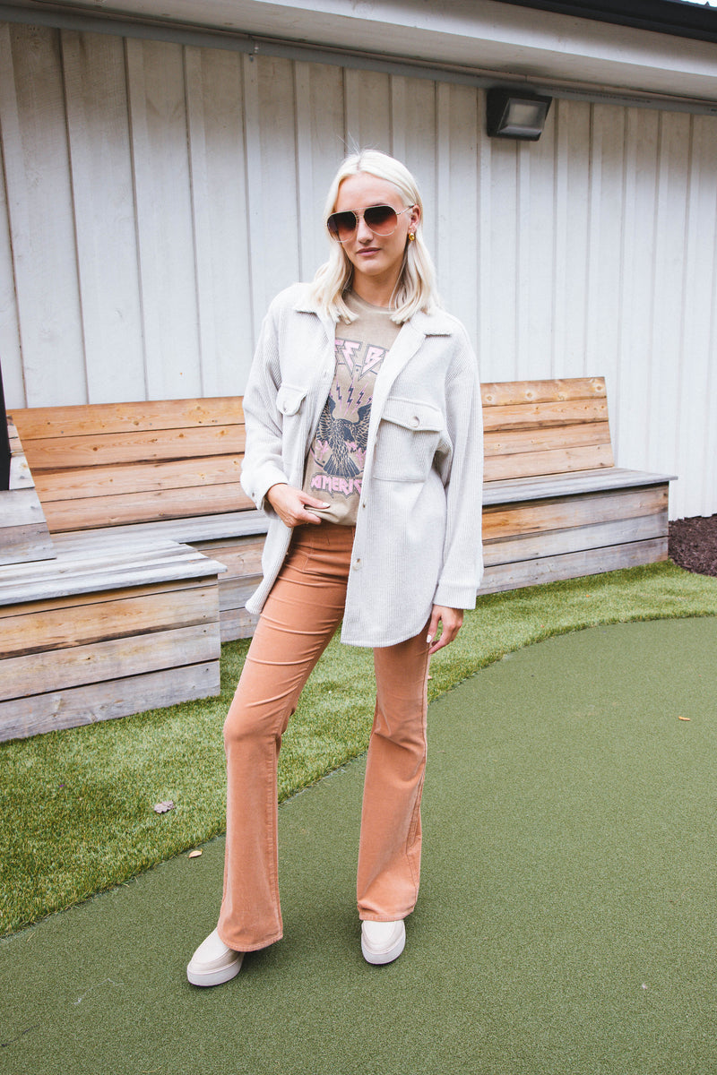 Aster Button Down Shacket, Oatmeal | Extended Sizes