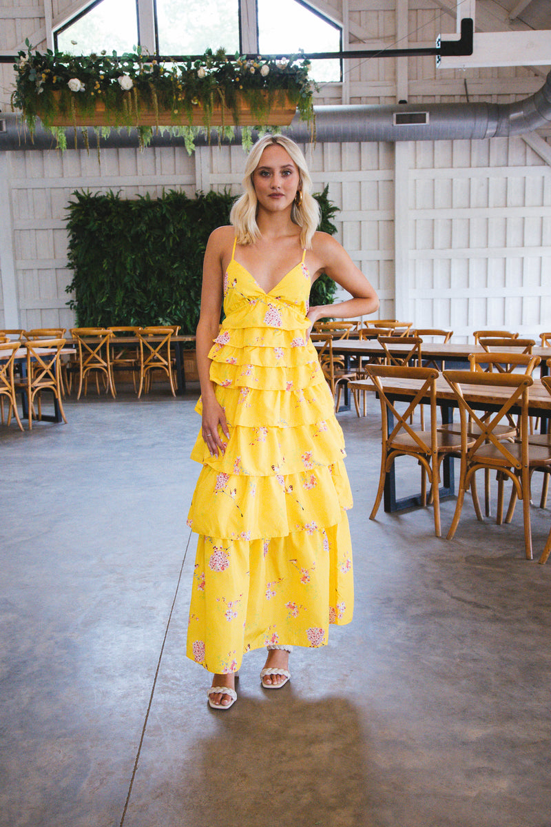 Love the Look Dusty Blue Tiered Ruffled Midi Dress