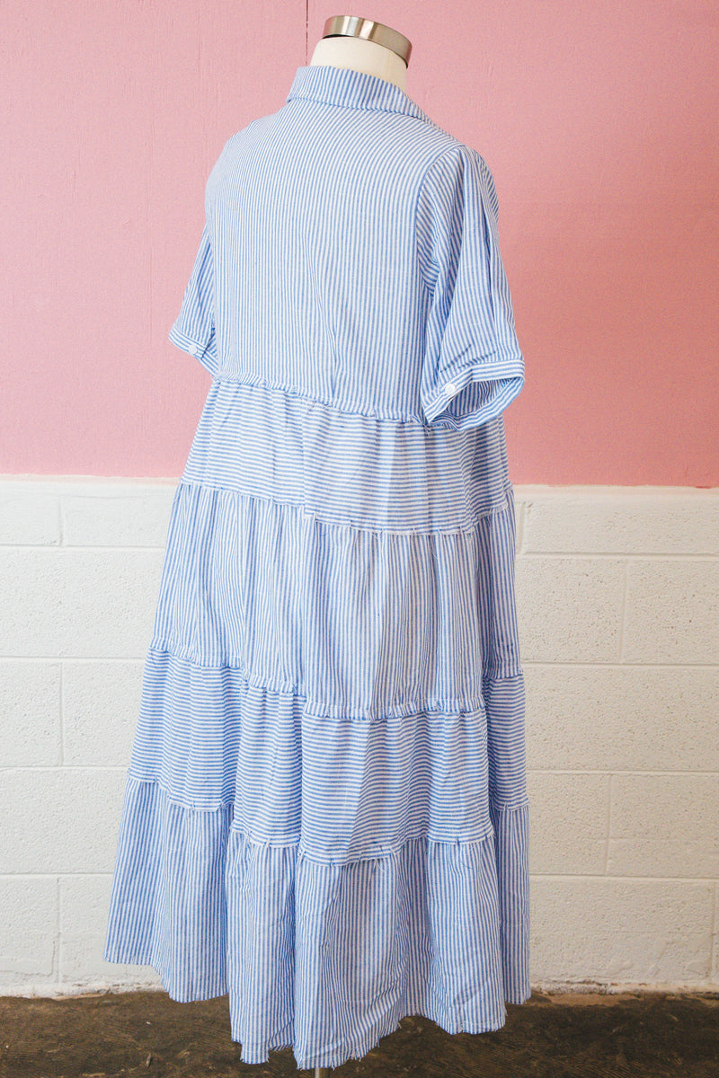 Faith Striped Maxi Dress, Blue Mix | Plus Size