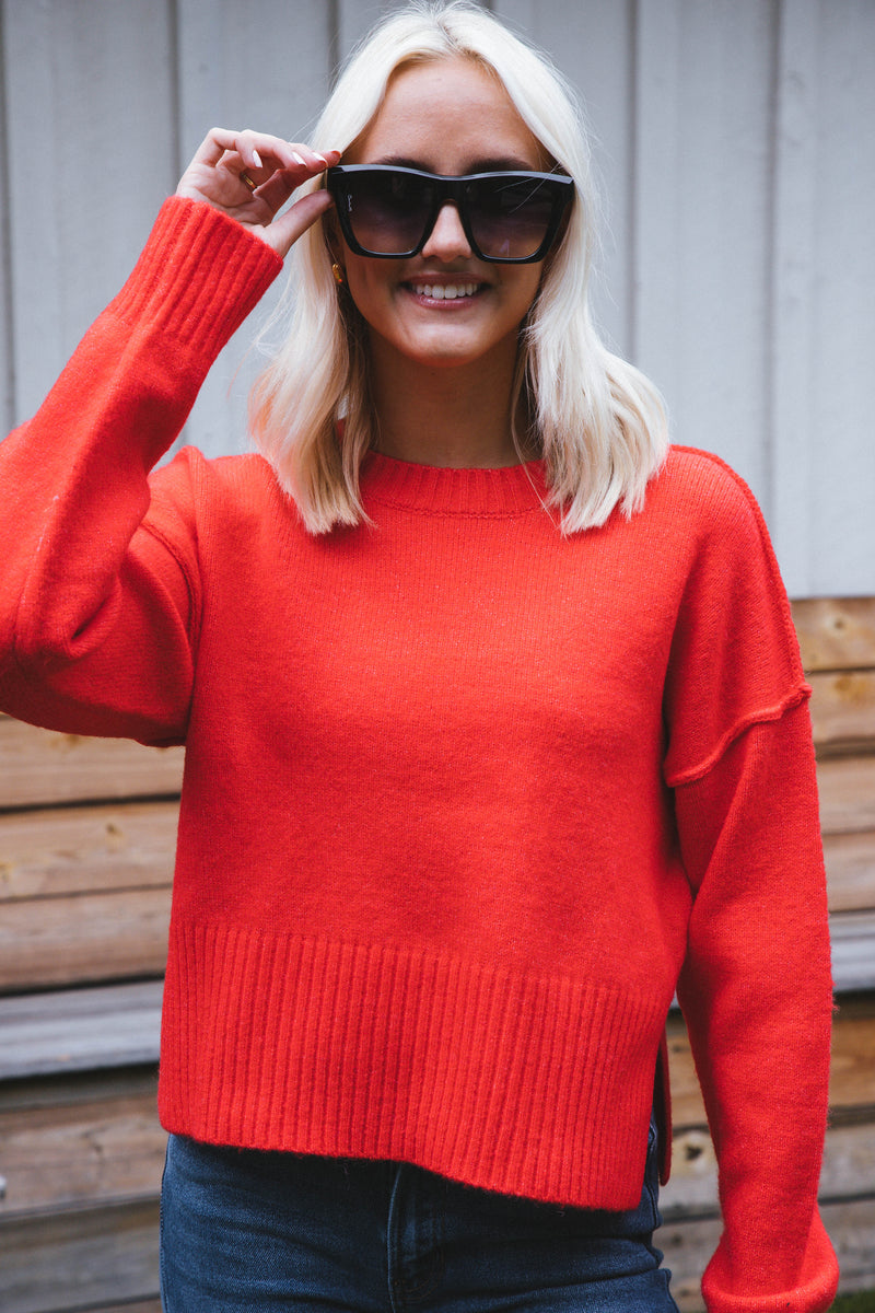 It Girl Crewneck Sweater, Red