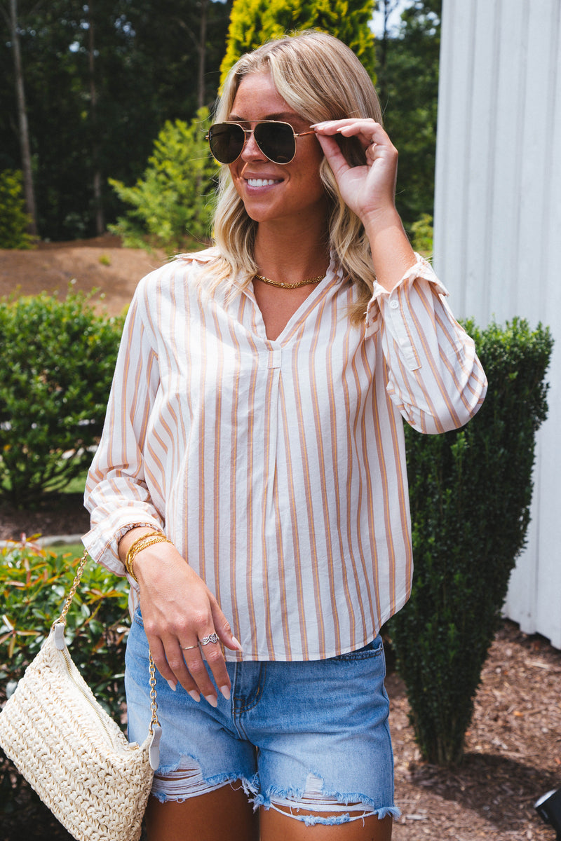 Kenzie Striped Shirt, Desert Stripe | Velvet Heart