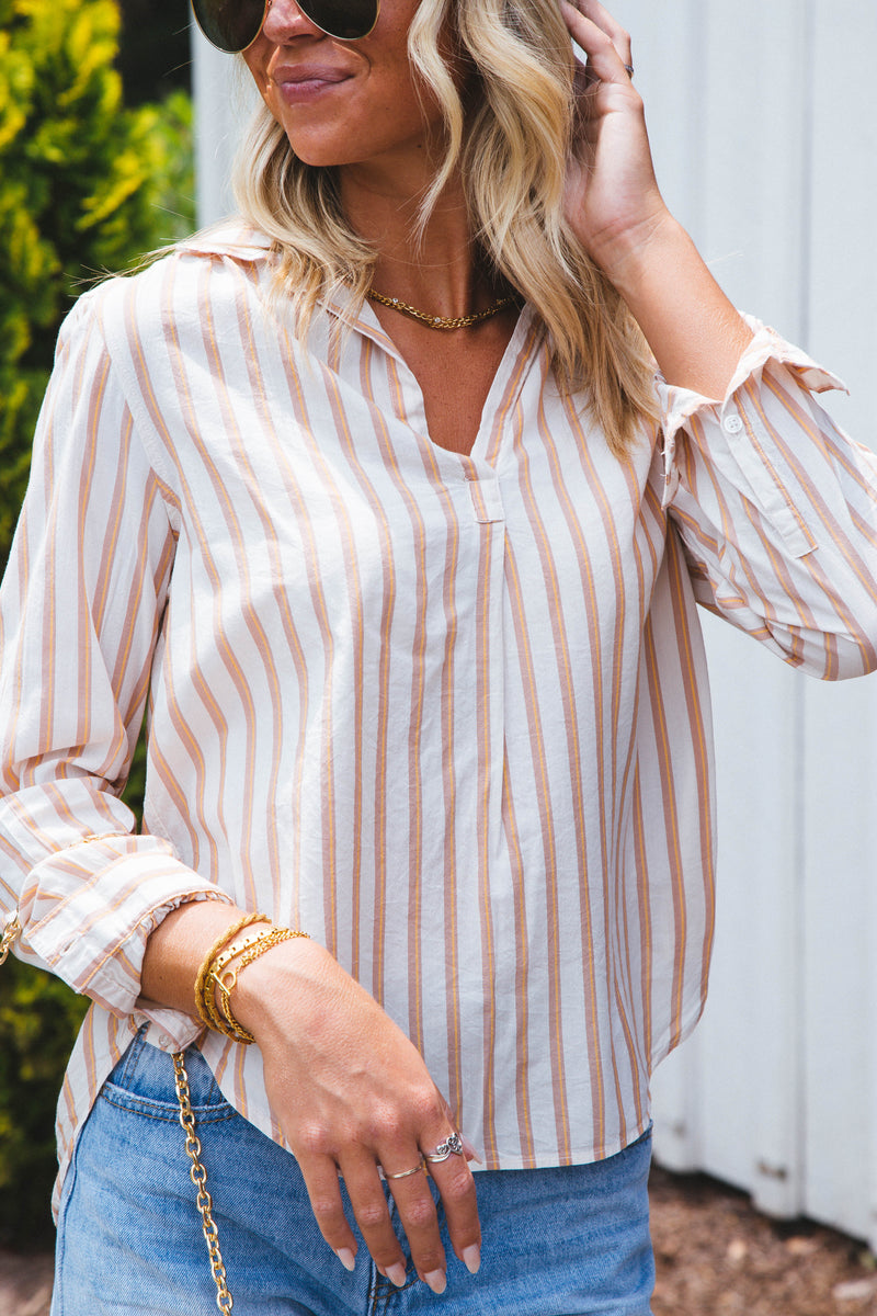 Kenzie Striped Shirt, Desert Stripe | Velvet Heart