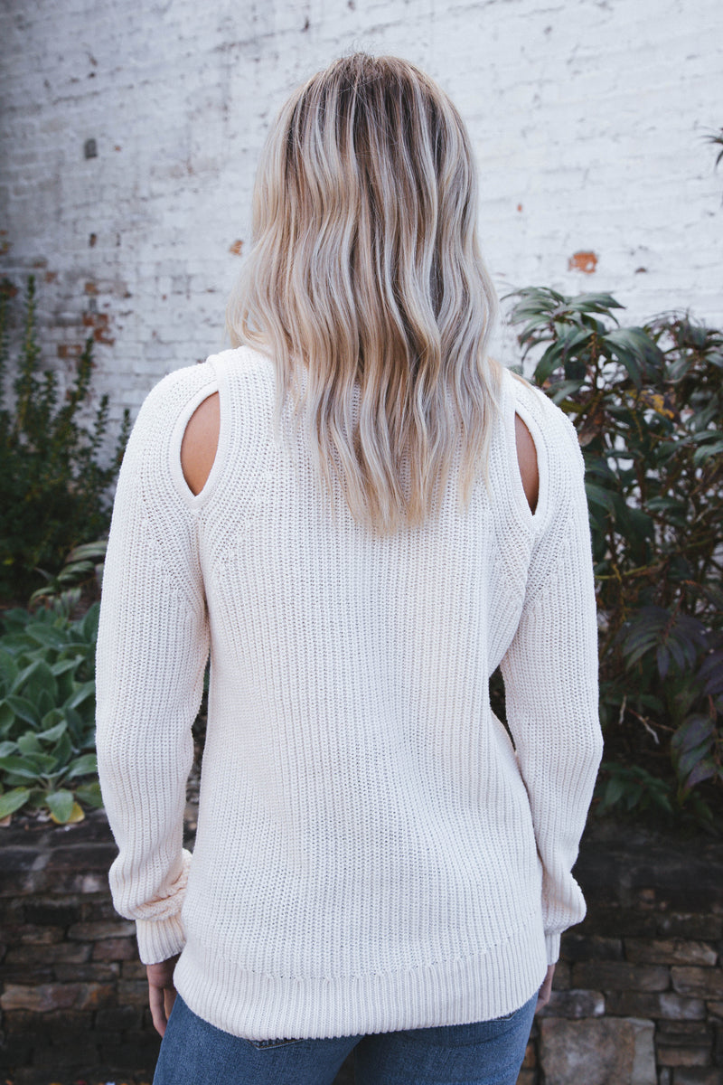 Roya Cut Out Detail Sweater, Natural | Velvet Heart