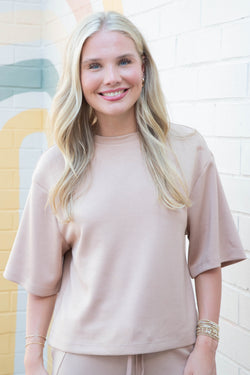 Edna Short Sleeve Tee, Dark Taupe