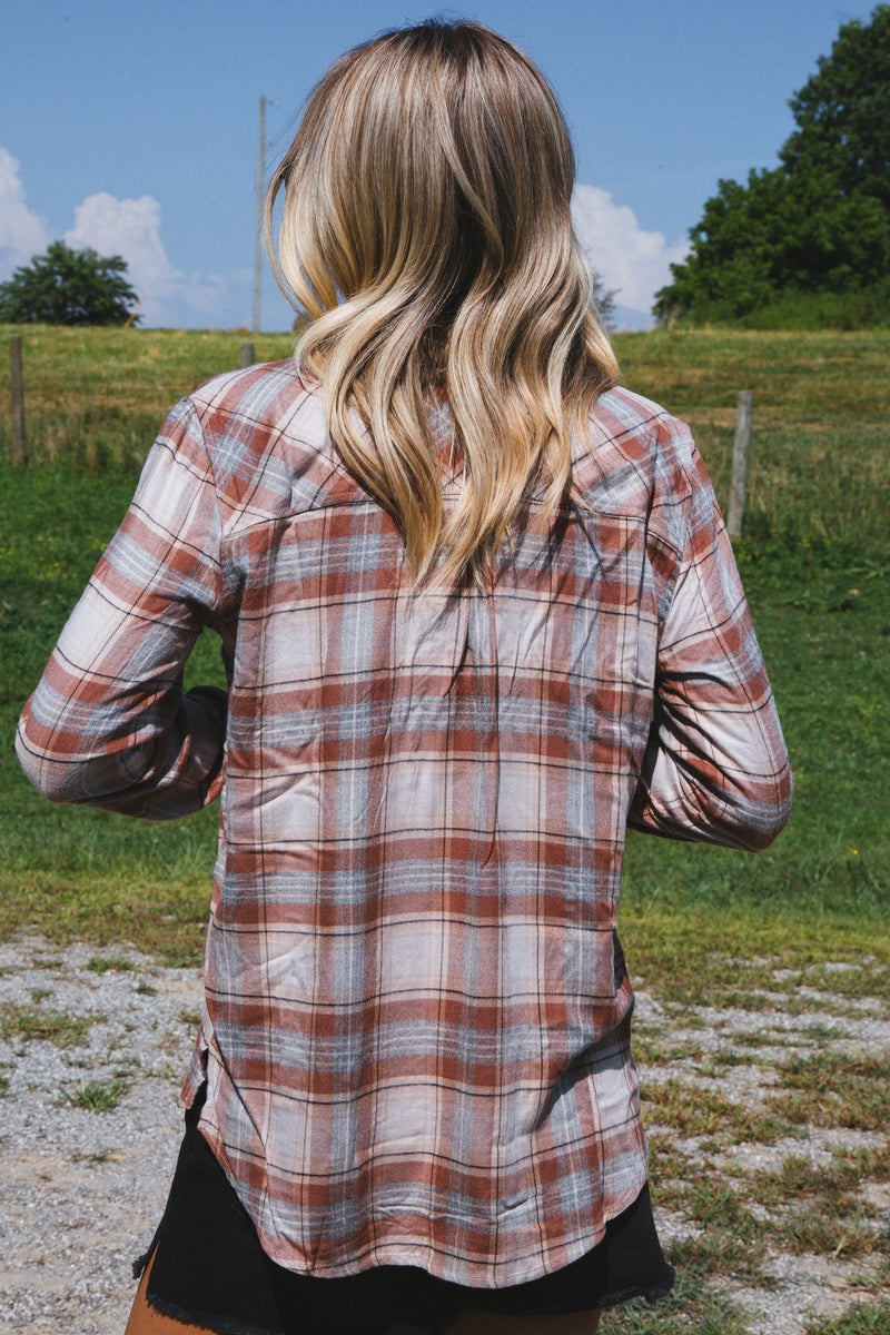 Fall Back Plaid Flannel Shirt, Almond