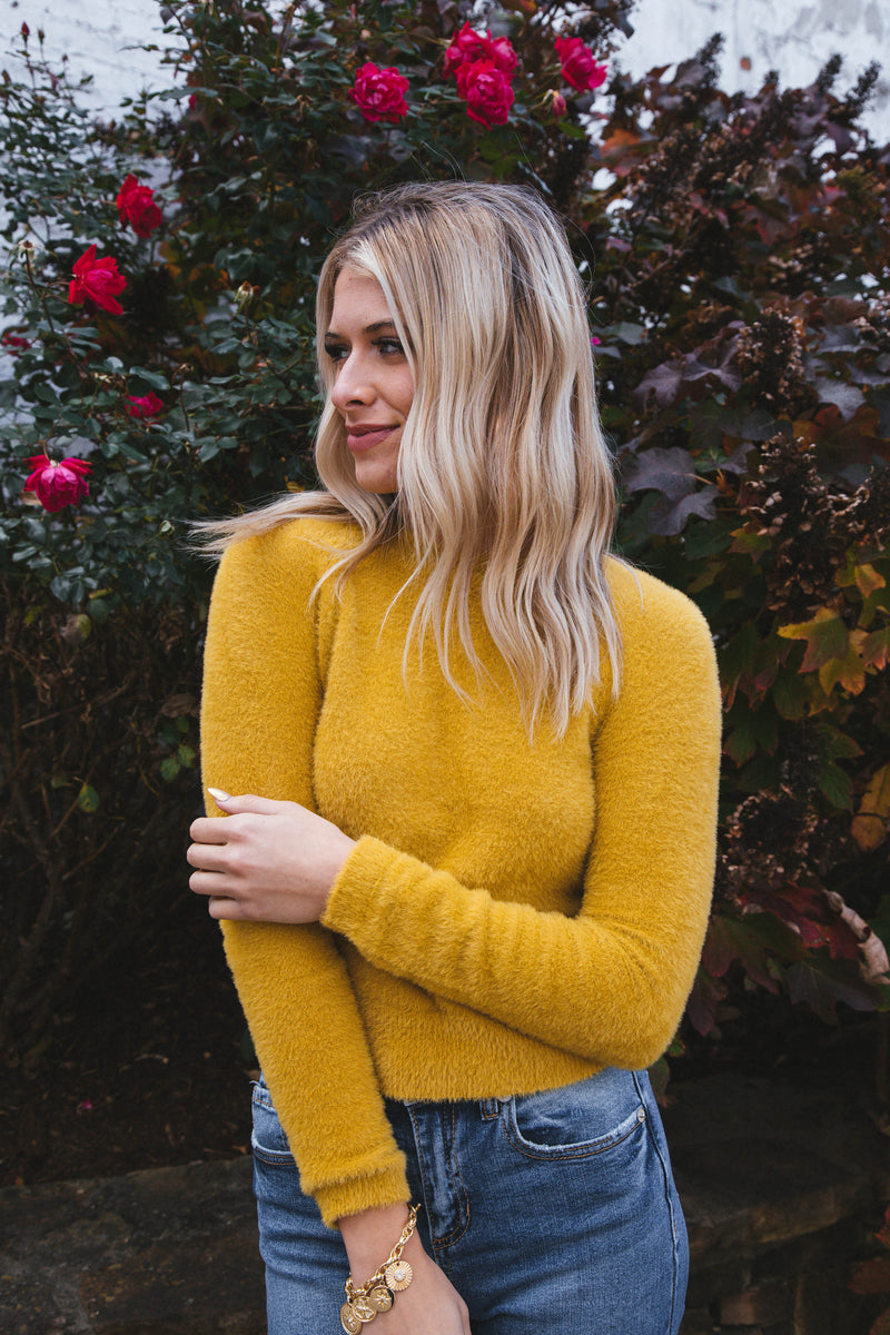 Ari Fuzzy Sweater, Golden | Sadie & Sage