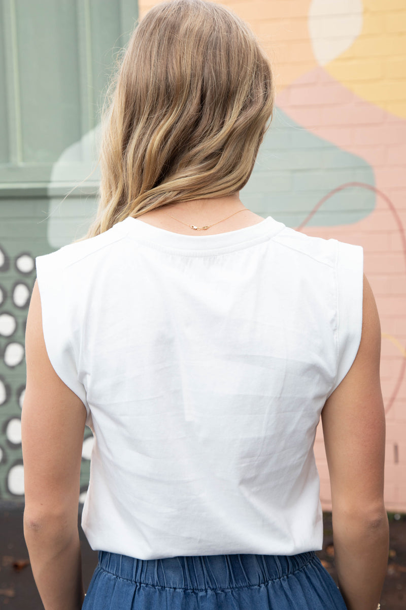 Hanna Palm Tree Graphic Tee, Off White-Multi
