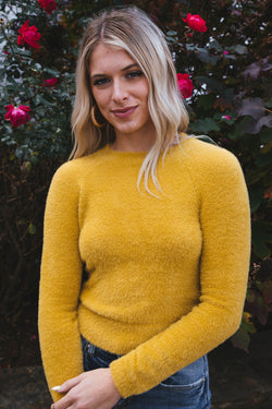 Ari Fuzzy Sweater, Golden | Sadie & Sage