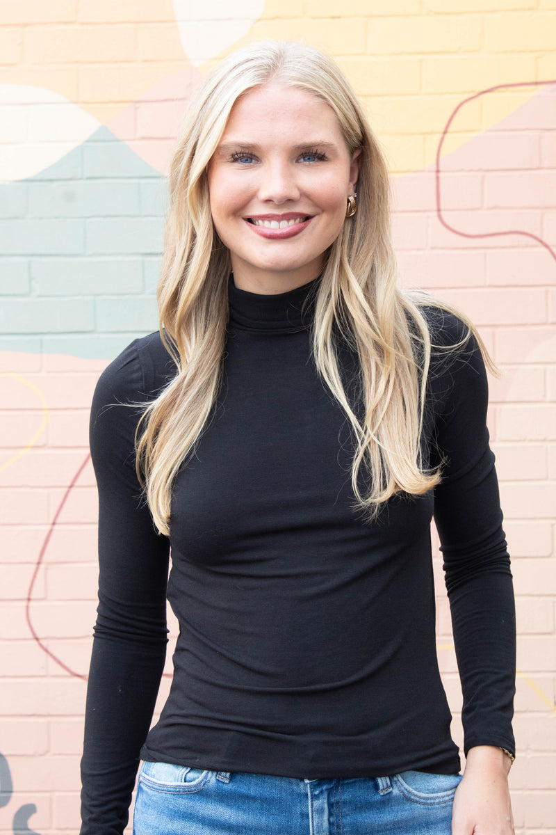 Eleanor Turtle Neck Top, Black